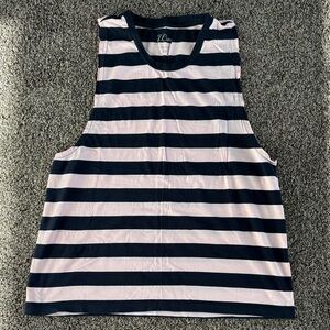 NWOT Striped Sleeveless Lightweight Muscle Tank Top - Navy & Light Pink